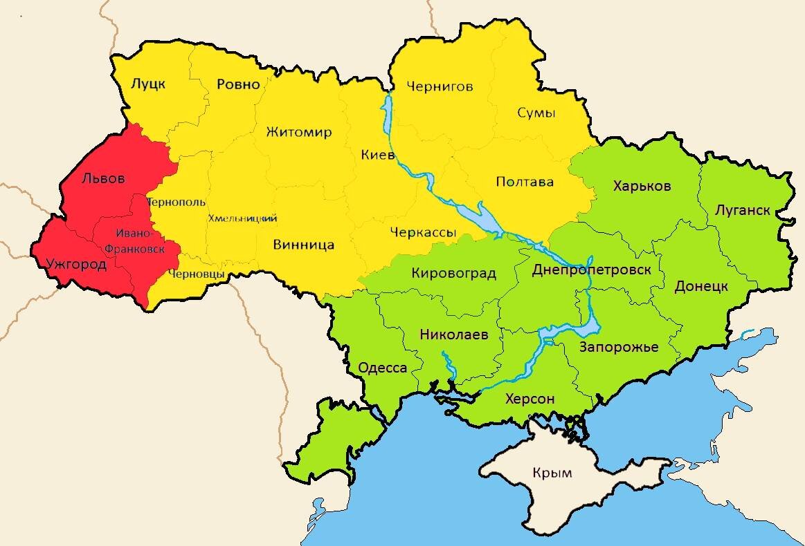 Красным на карте оставить Окраине. Остальное всё русифицировать
