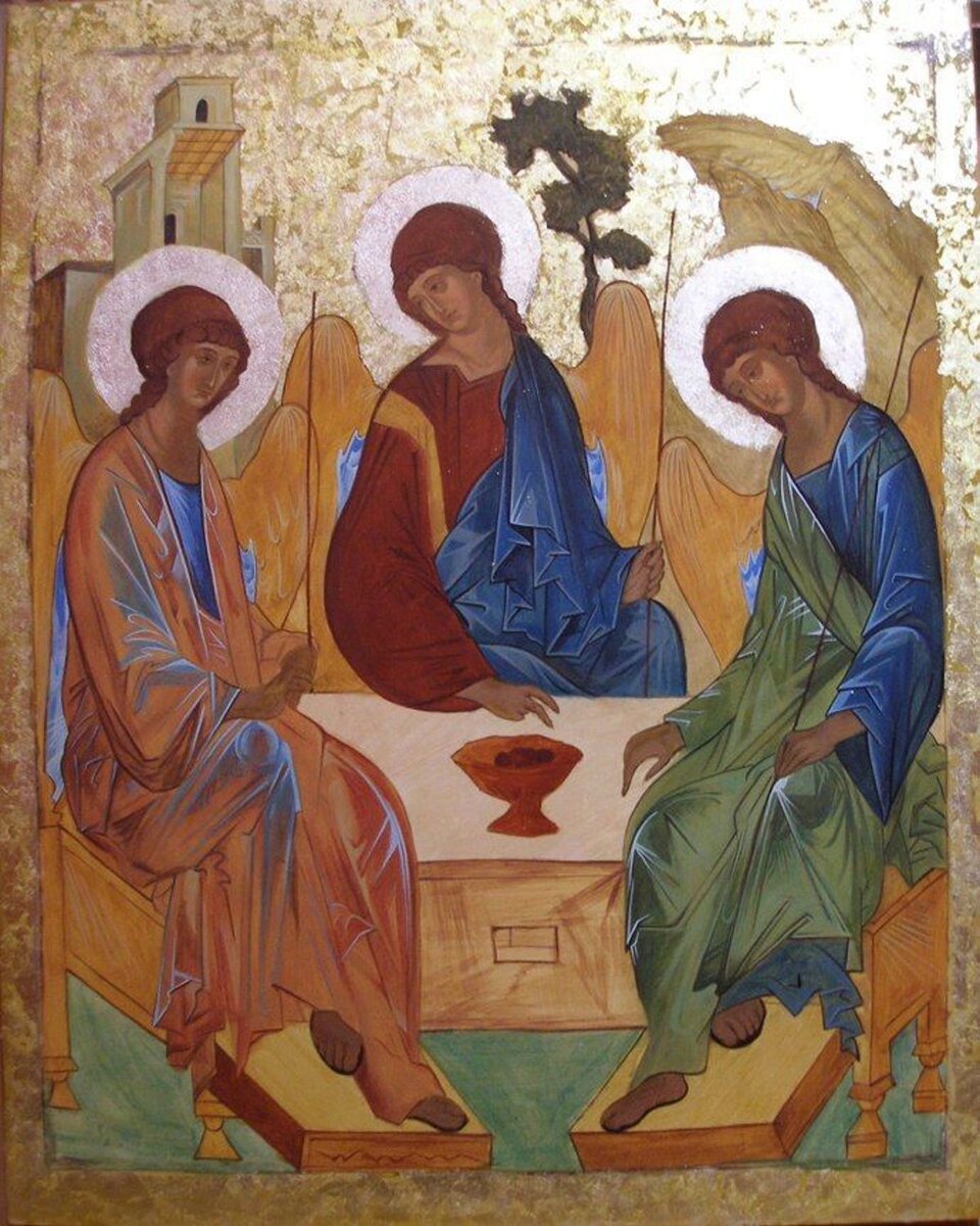 Икона рублева троица фото высокого разрешения