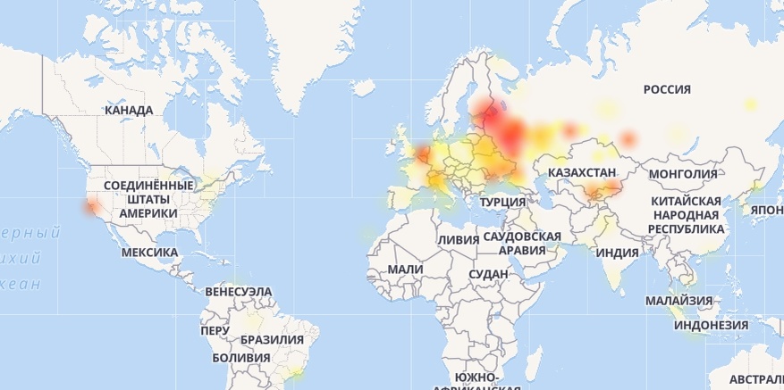 Приостановка работы мессенджера Telegram на карте