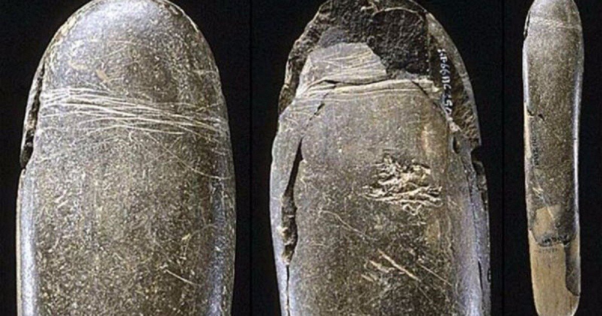 Гладко отпалированный каменный фаллос, найден в пещерах Германии, возраст 26 000 лет.