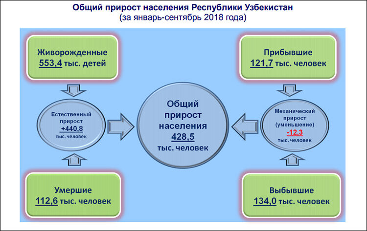 Общий прирост населения Узбекистана. Графика из отчета Госкомстата
