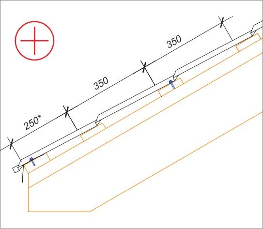 Крепление листа металлочерепицы саморезами схема