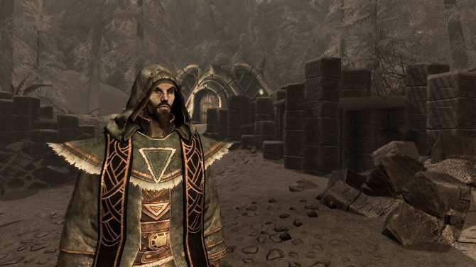 Скриншот из игры The Elder Scrolls V: Skyrim с модификациями Telvanni Robes и Temple Priest Robes