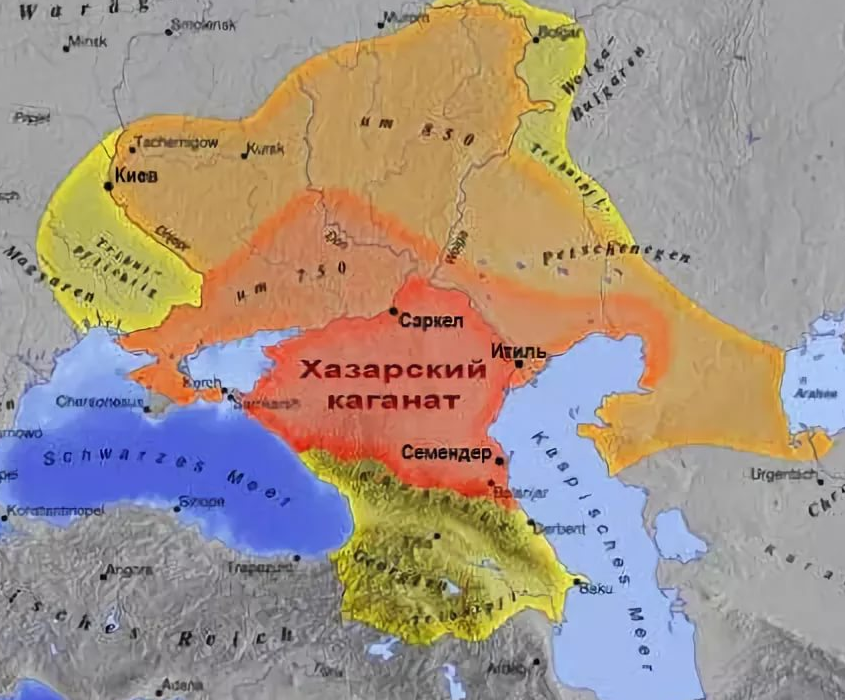 Карта Хазарии Х в.