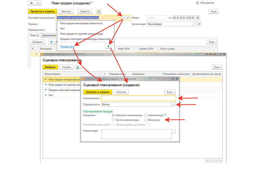 Планы 1с. Сценарии планирования 1с. Сценарий 1. Сценарий плана продаж. Пример планирования в 1с.
