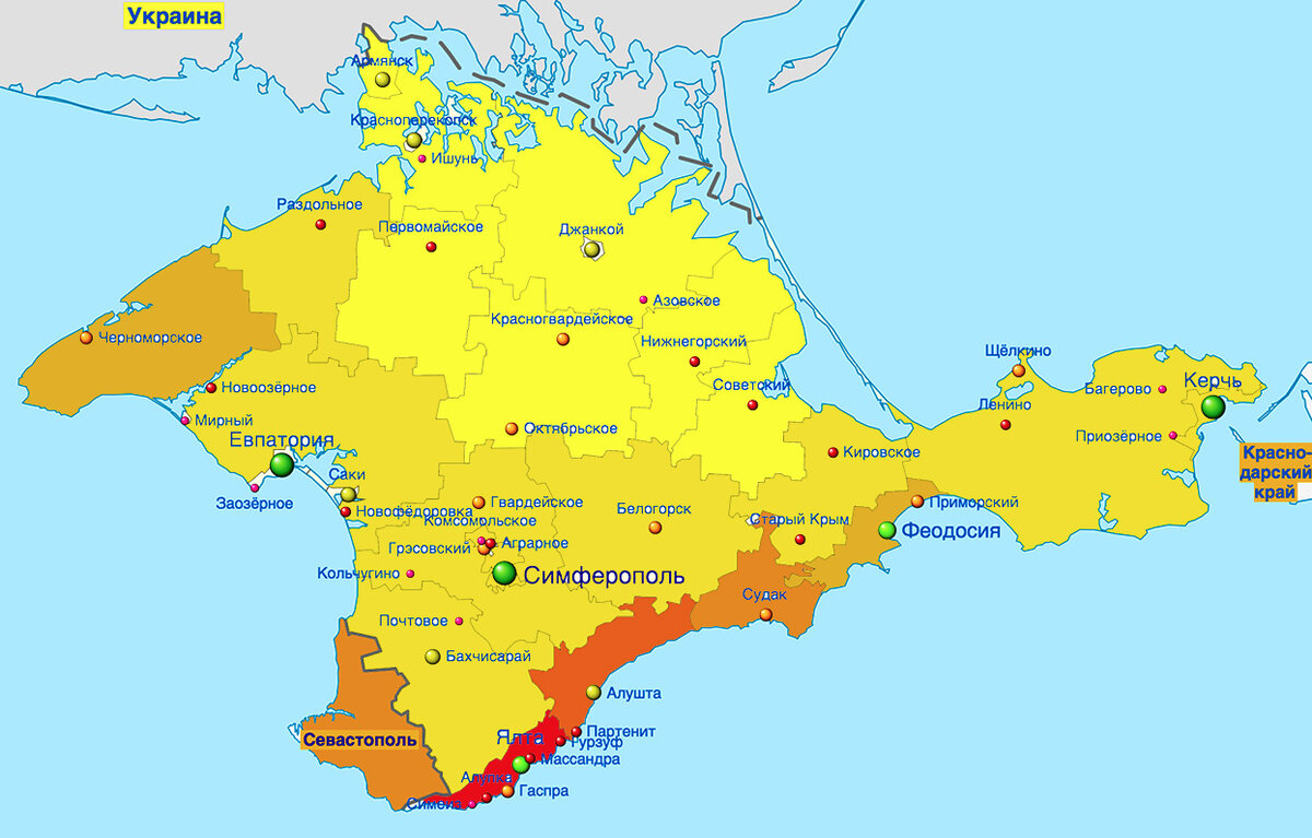 Крым с поселками карта