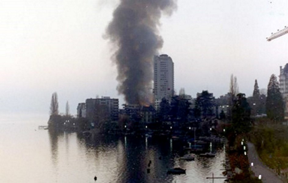 Пожар в Монтрё 1971 года. Фото из открытых источников Интернета.