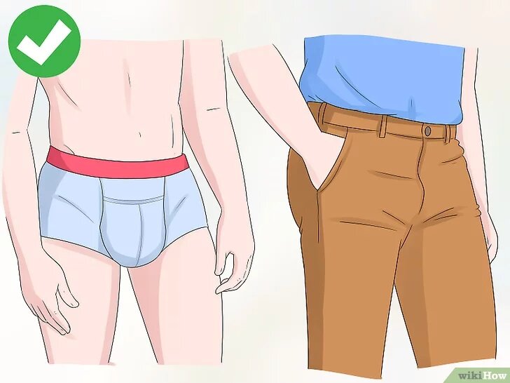 1 Носите штаны и нижнее белье, которые вам подойдут аккуратно. Когда вы носите одежду, которая подходит вашему телу, эрекция не должна быть неловкой. Вы можете предотвратить появление эрекции и даже предотвратить или сократить ее появление, надев подходящие брюки и нижнее белье. Носите хорошо облегающие боксерские шорты и брюки, которые соответствуют вашему росту.
