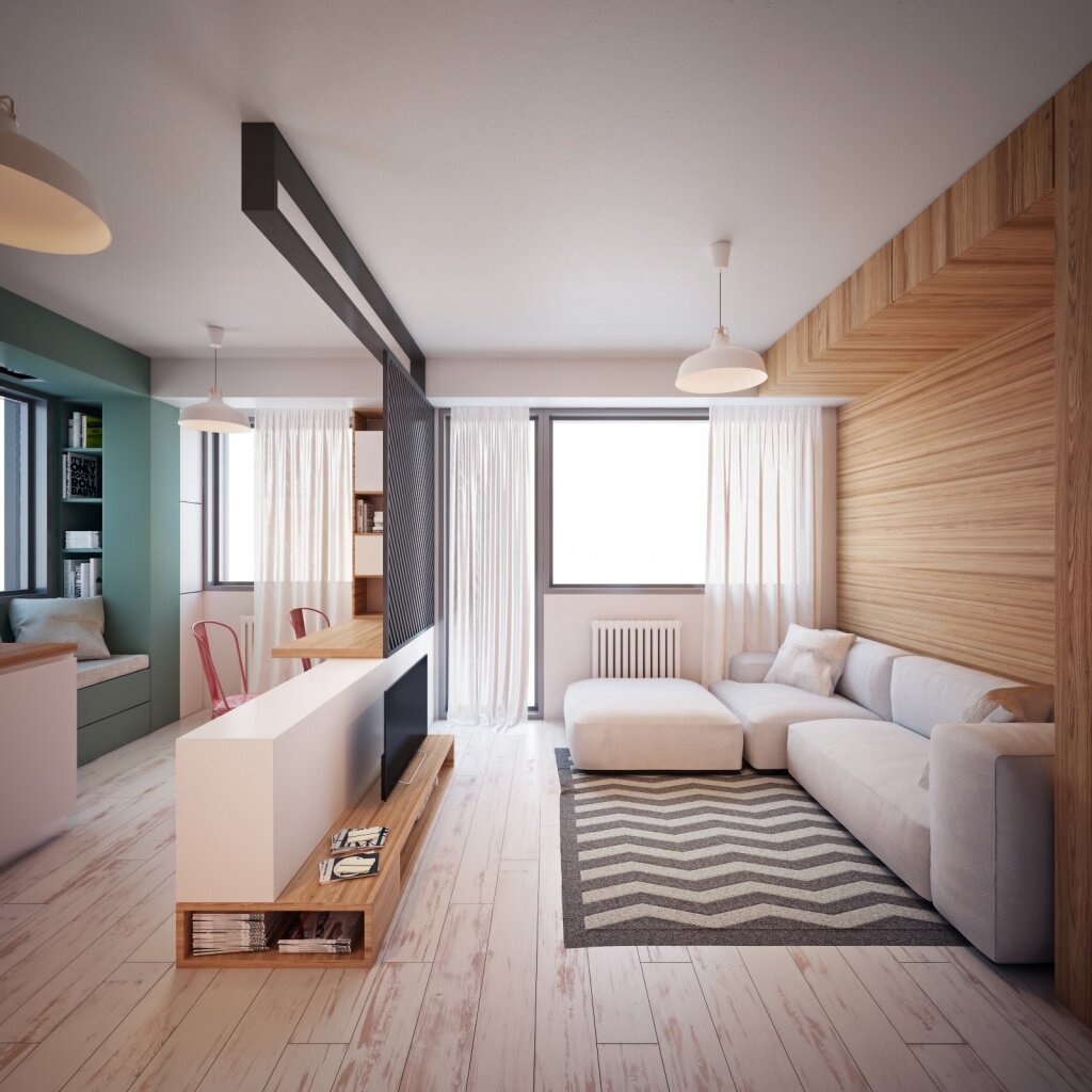 Дизайн однокомнатной квартиры в современном стиле - 67 фото