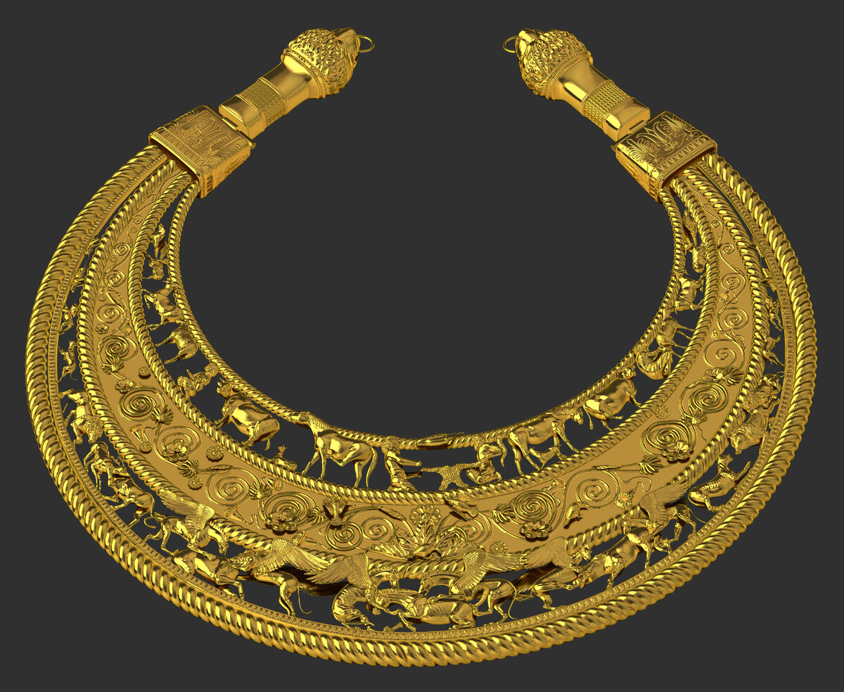 Золотая пектораль из кургана Толстая Могила, IV вв. до н.э. Место хранения: Киевский Музее исторических драгоценностей Украины