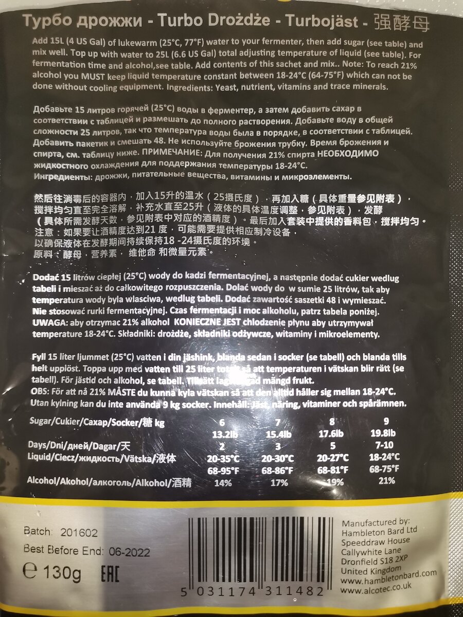 Фото автора. На фото дрожжи сроком годности до 06.2022 года.