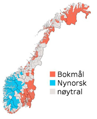 Распространение букмоль и нинорск. Фото из Википедии.