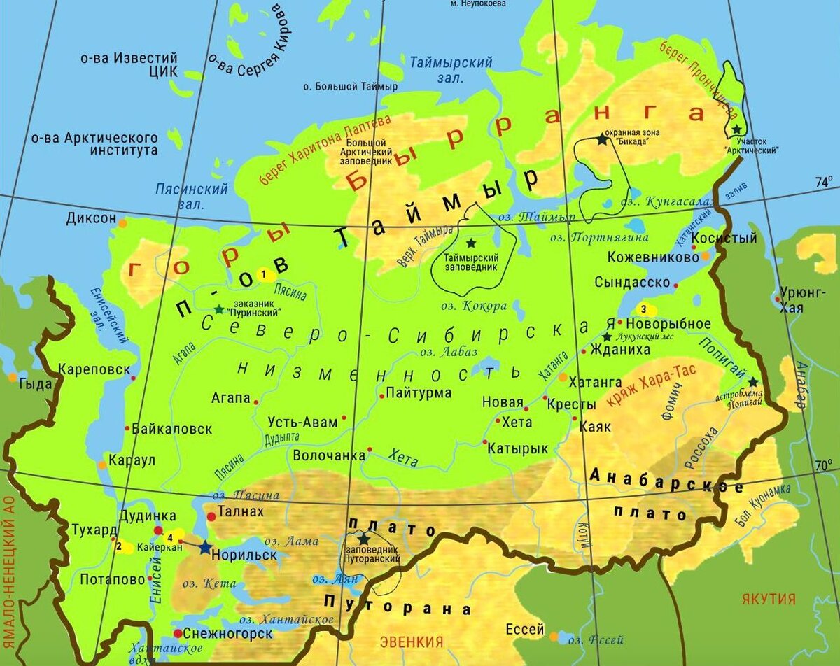 озеро таймыр на карте россии