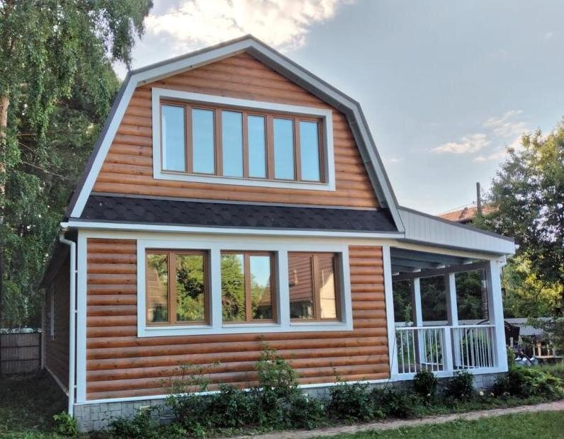 Каркасный дом с отделкой Блок Хаус (имитация бревна)