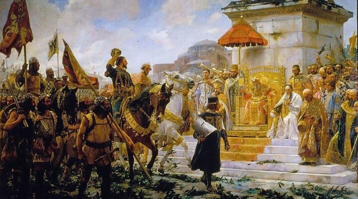 Картина Х. Морено Карбонеро "Вступление Рожера де Флора в Константинополь". 
