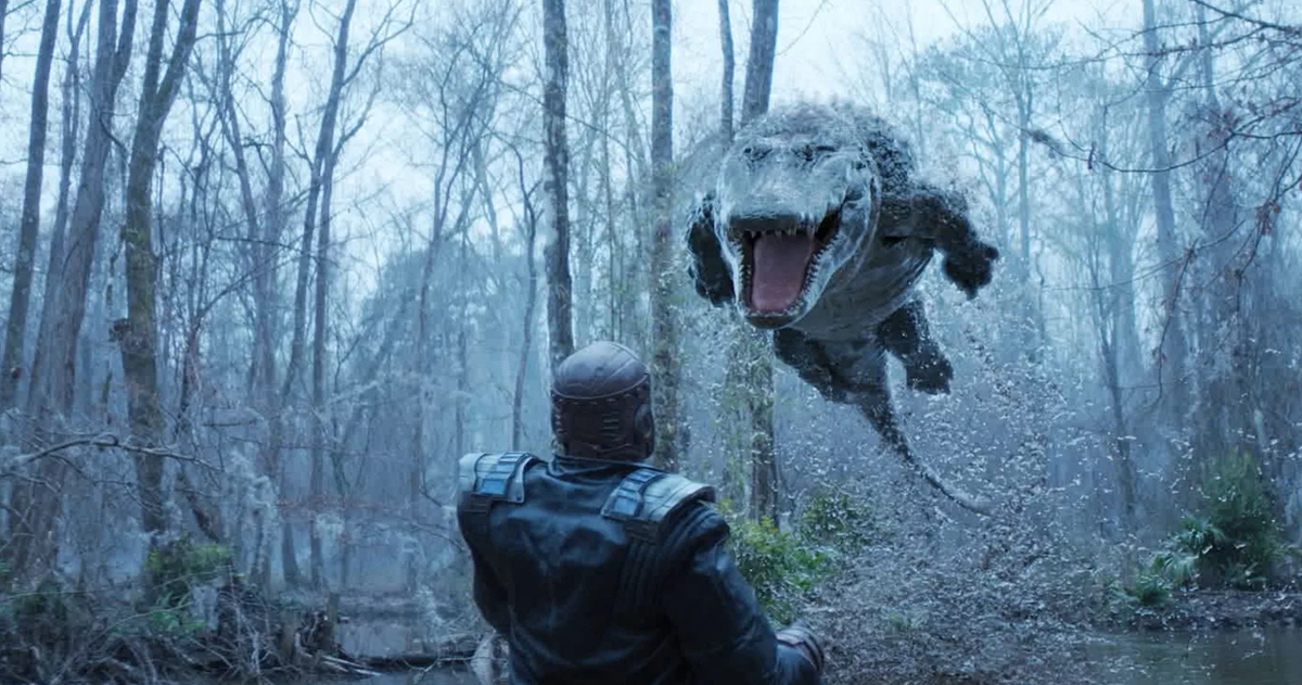 "А аллигаторы  над вашми головами не летали? ") Кадр из фильма "Капкан"