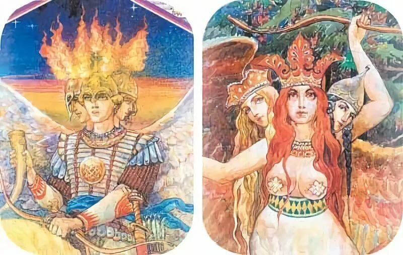 Боги триглавы. Славянская мифология боги триглава. Святовит бог славян. Триглава богиня славян. Единство трех славянских богов.