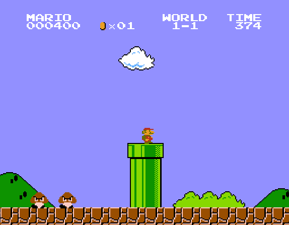 Первый «гриб жизни» в игре «Super Mario bros.» на Денди