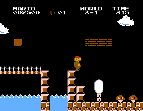 «Звездочка неуязвимости» на уровне 3-1 в игре «Super Mario bros.» на Денди