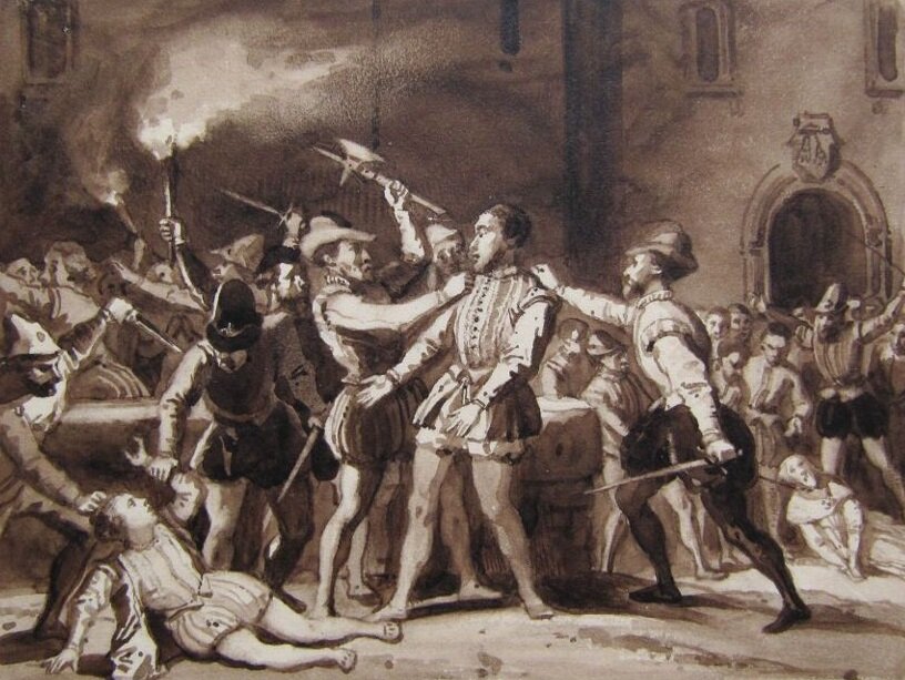 Город Ним, провинция Лангедок, ночь 30 сентября 1567 года. Художник: Louis Boulanger