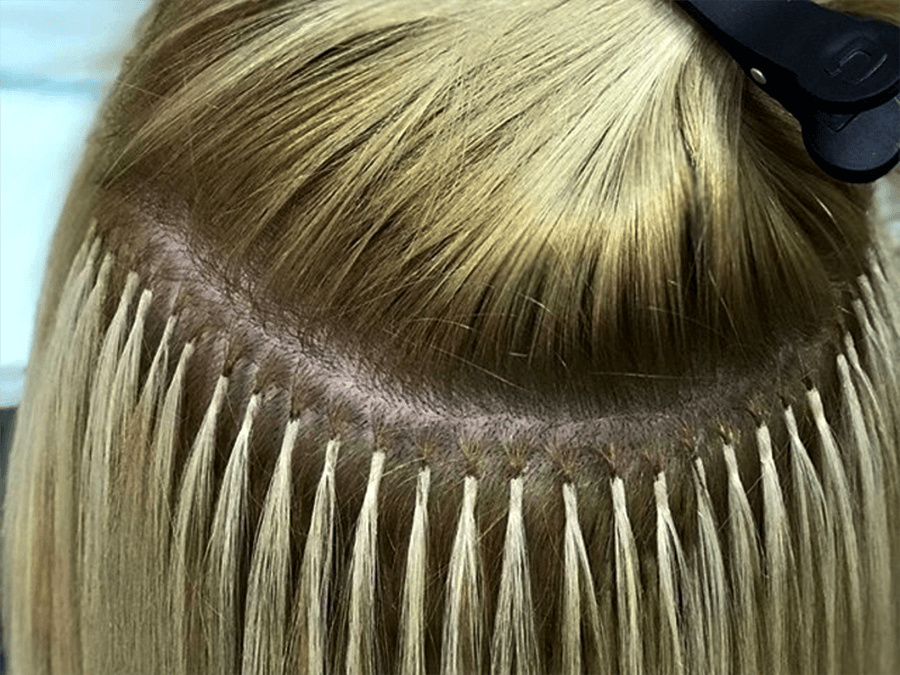 Наращивание волос нижний ряд