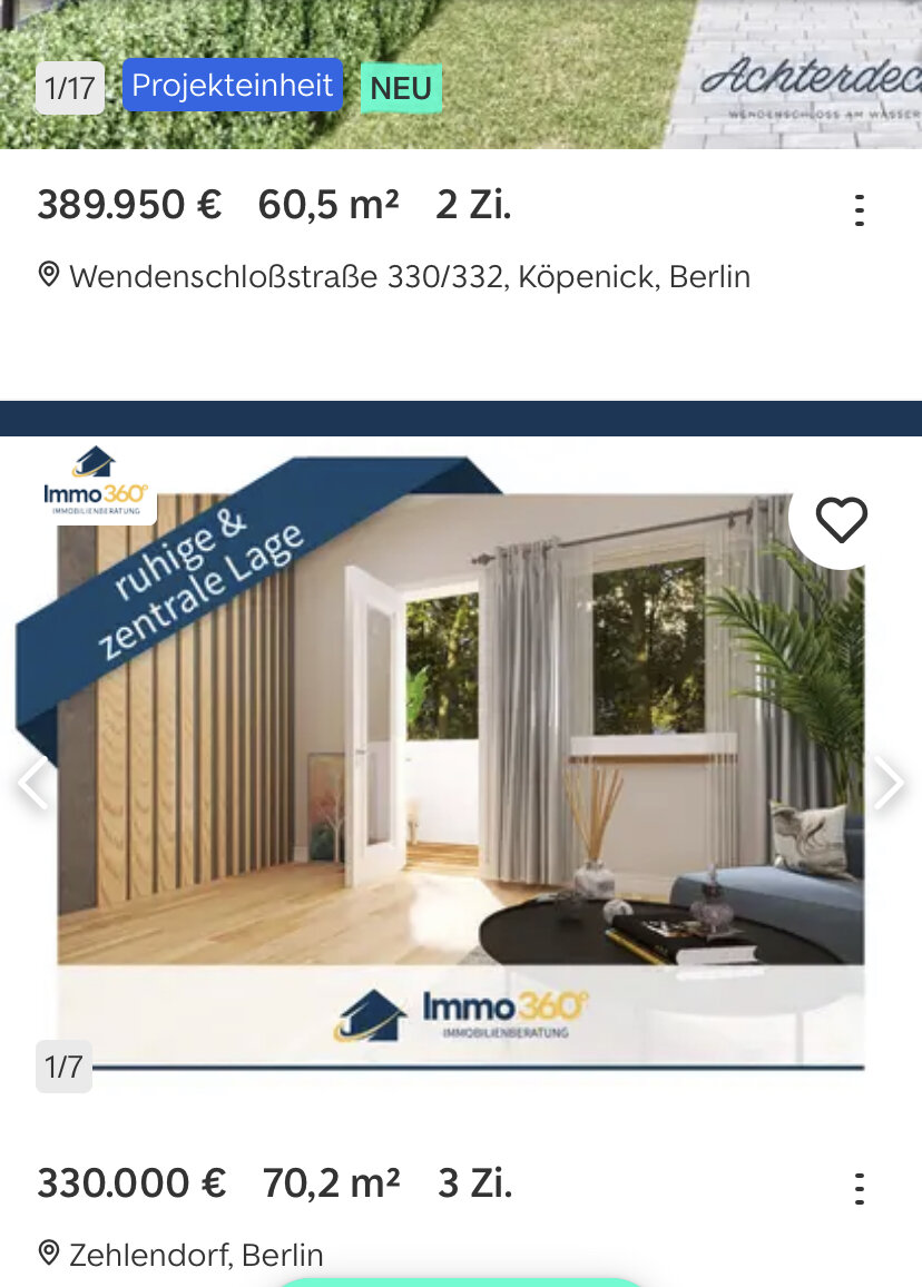 Примерные цены на сайте поиска жилья https://www.immobilienscout24.de