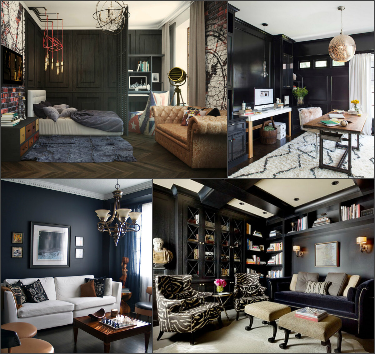 Примеры оформления современных интерьеров с использованием "приема-шкатулки". Коллаж кликабельный
