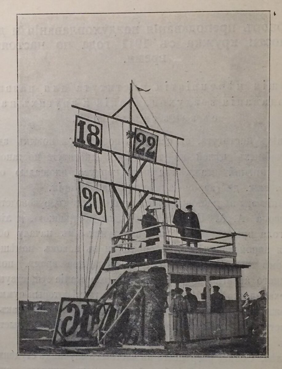 Сигнальная вышка для метеорологических наблюдений во время Всероссийского праздника воздухоплавания, сентябрь 1910 г. Обратите внимание на цифру 20. // Фото из архива автора.