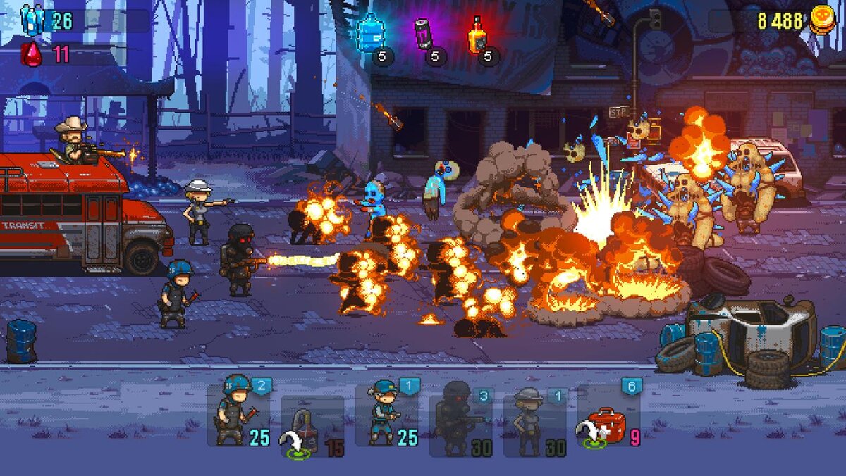 Уже продвинутая армия идёт в атаку на зомби
