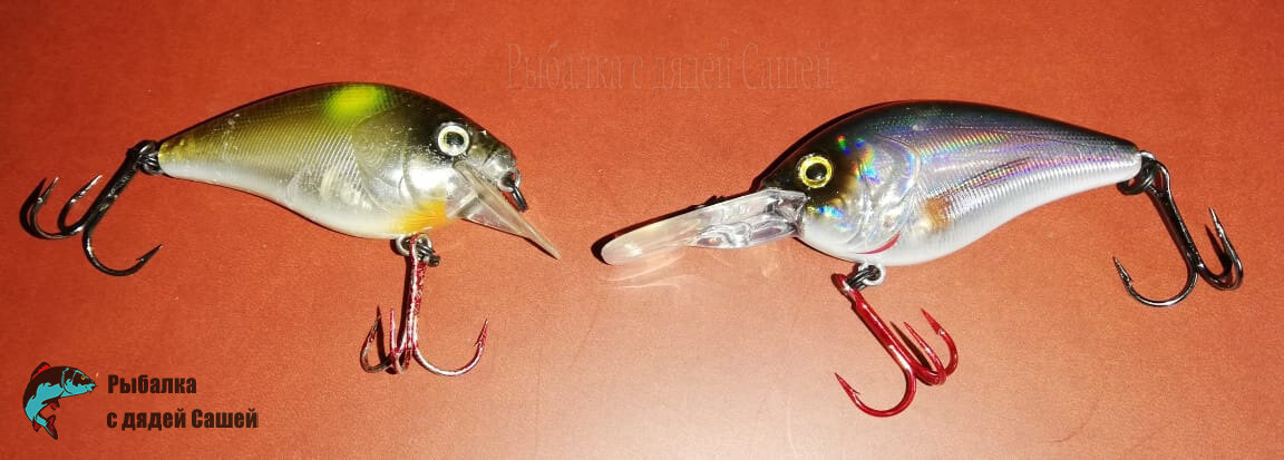 От формы и величины лопатки зависит не только игра воблера, но и заглубление: слева - до 1.2 м, справа - до 1.8 м