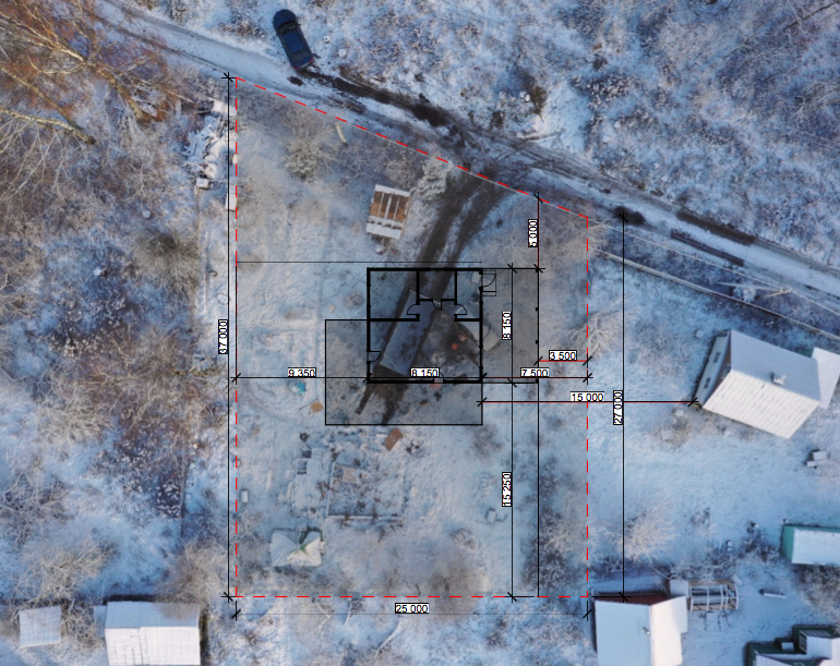 Для расположения каркасного дома на участке нам придется руководствоваться пожарными нормами и здравым смыслом. 
Итак по СП 30-102-99, п. 5.3.2 (Планировка и застройка территорий малоэтажного жилищного строительства ) дом не должен располагаться ближе, чем на пять метров от дороги. А по пожарным нормам, СНиП 21-01-97 ПОЖАРНАЯ БЕЗОПАСНОСТЬ ЗДАНИЙ И СООРУЖЕНИЙ нам придется отступить 15 метров от другого деревянного дома. Если мы закроем глаза на нормативную документацию по строительству мы рискнем получить иск в суд от соседей, определенно возникнут сложности с регистрацией и продажей дома. И это самые малые сложности, которые нам грозят. Ведь при возникновении пожара мы рискуем потерять все имущество и возможно здоровье.

Уфф. Закончив с законодательством вернемся к здравому смыслу. Стоит запомнить, что выход на террасу и зону отдыха должен быть расположен на солнечной стороне. Дом важно прижать ближе к забору с теневой стороной, таком образом мы получим солнечную зону отдыха, что особенно актуально в Санкт-Петербурге .  