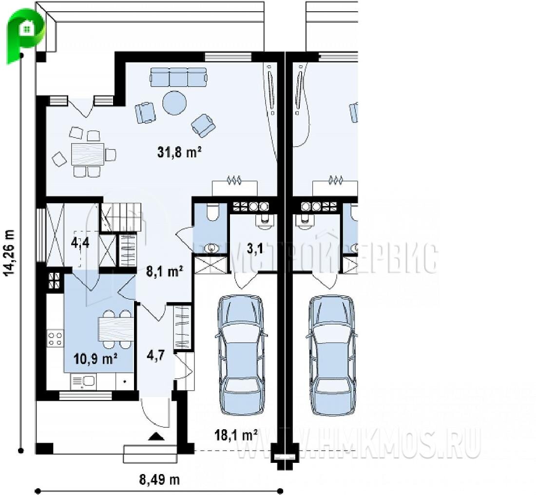 Двухэтажный дуплекс 316 кв.м. с гаражом в современном стиле за 3 852 984 ₽  | Архион – строительство и проектирование домов | Дзен