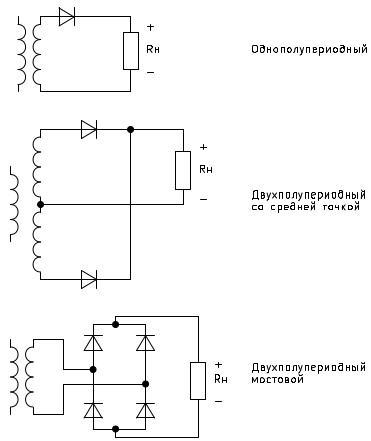 Схема выпрямитель со средней точкой схема