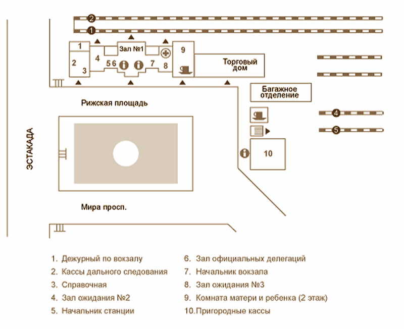 Расположение залов на казанском вокзале