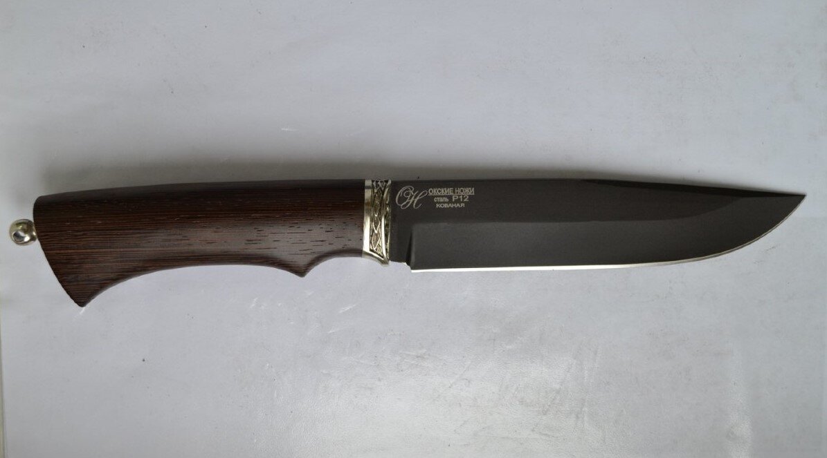 Нож "Коршун", сталь Р12 (быстрорез), рукоять из дерева венге с мельхиором