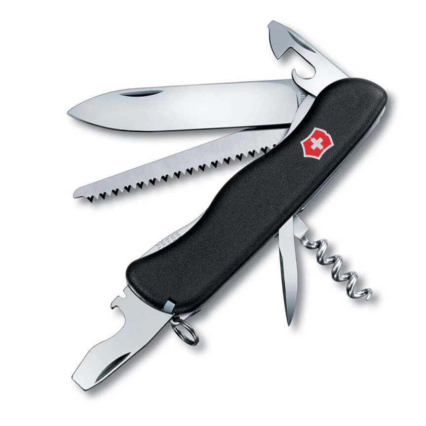 НОЖ ПЕРОЧИННЫЙ VICTORINOX FORESTER, СТАЛЬ X50CRMOV15, РУКОЯТЬ НЕЙЛОН, ЧЕРНЫЙ