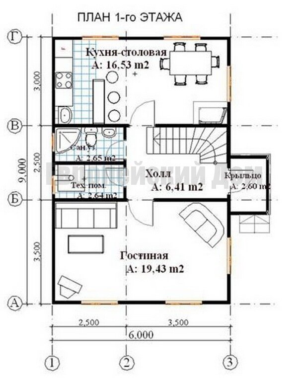 Пример компактного дома 6х9 с 3 спальнями для экономных