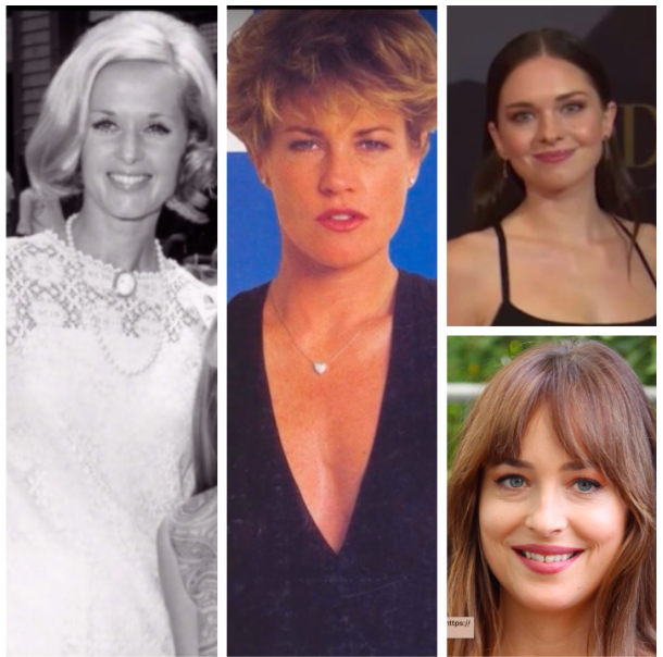 Слева направо: Типпи Хедрен, ее дочь Мелани Гриффит, ее внучки: сверху - Стелла Бандерас, снизу - Дакота Джонсон (фото ютуб и из открытых источников)