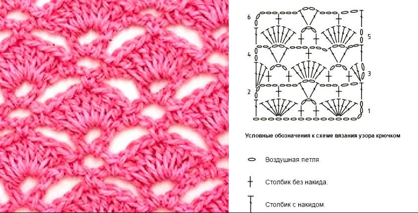 Ажурные ракушки крючком, 60 СХЕМ вязания