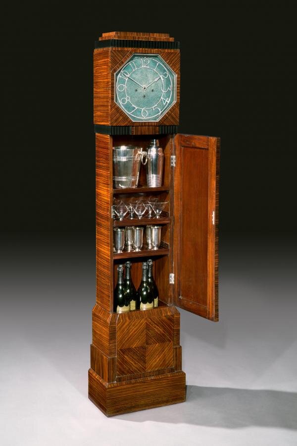 Asprey & Co, Лондон, напольные часы - коктейльный кабинет, 1930. Высота: 188 см, ширина: 16 см, глубина: 23 см. Pullman Gallery, Лондон, официальный сайт - www.pullmangallery.com