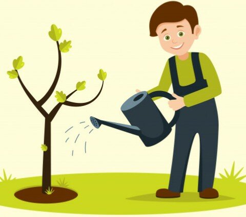 С раннего детства поливал.... (картинка взята из коллекции Яндекс-картинок).