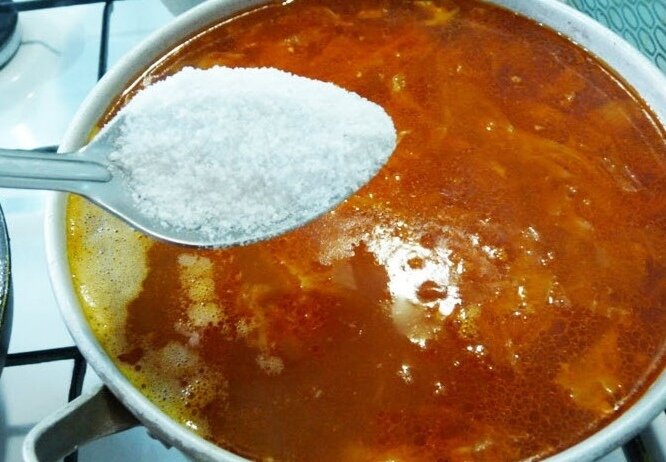 Солим блюда в самом конце.