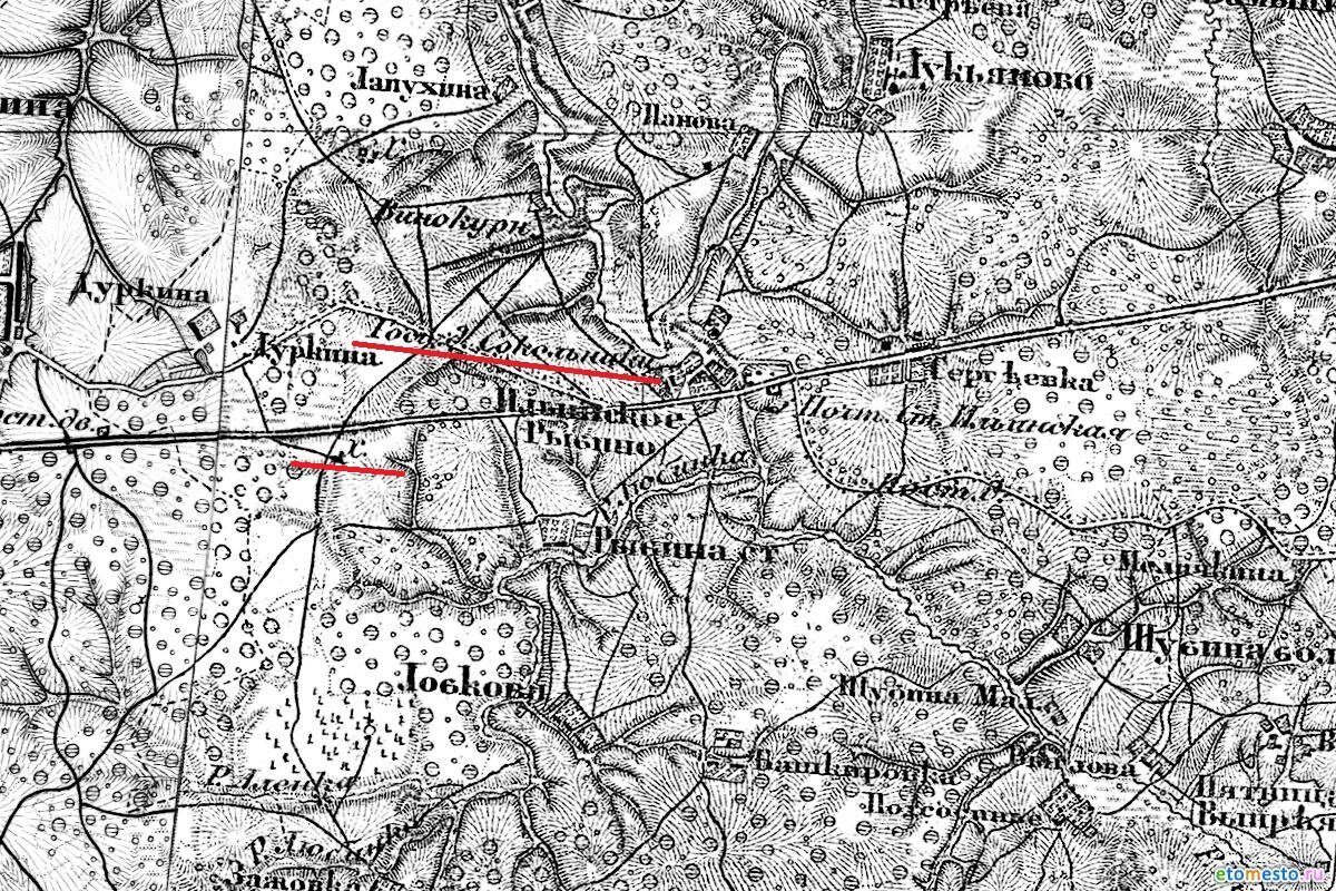 Фрагмент Военно-топографической карты 1868 года