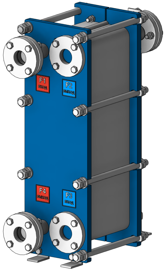 Теплообменник с дополнительными патрубками, чтобы развести фланцы