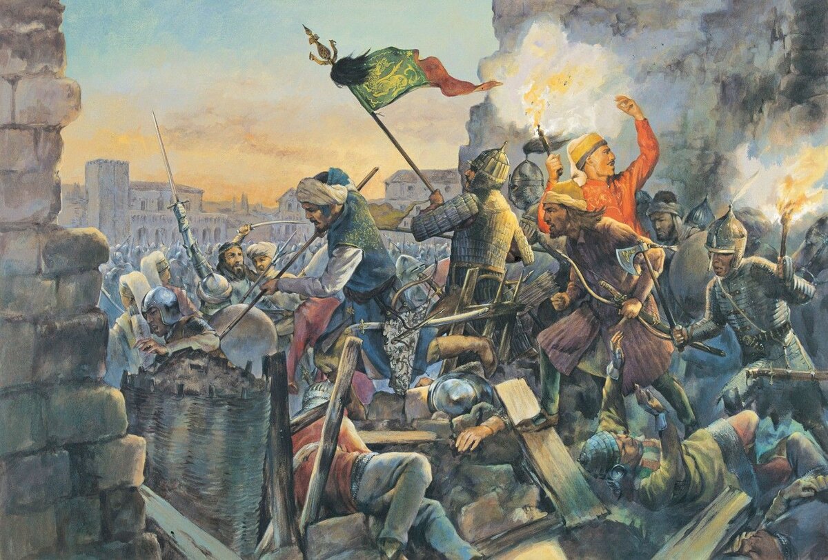 Все картины со штурмами города принято изображать днем, так как ночью освещение не то, чтобы позировать.