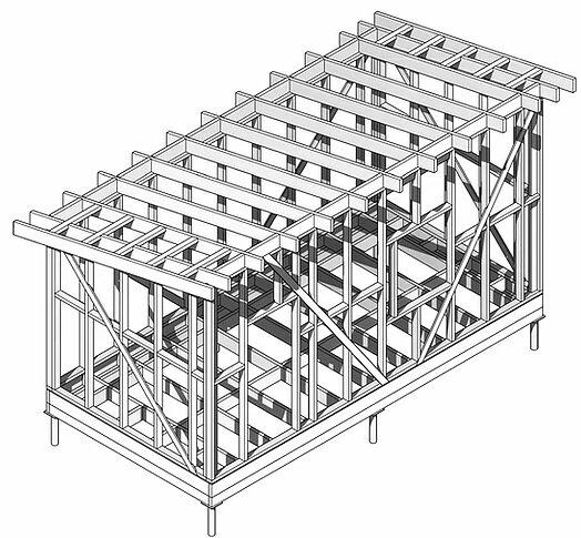 Схема каркаса деревянной  бытовки