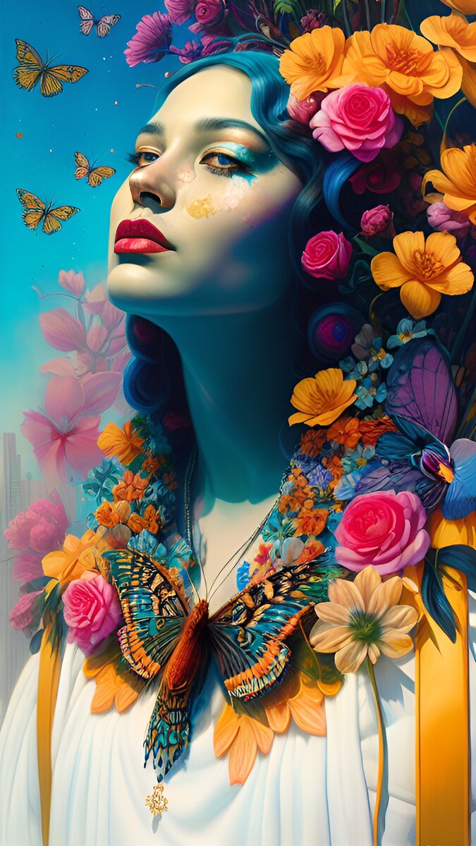 портрет красавица нарисовала нейросеть 