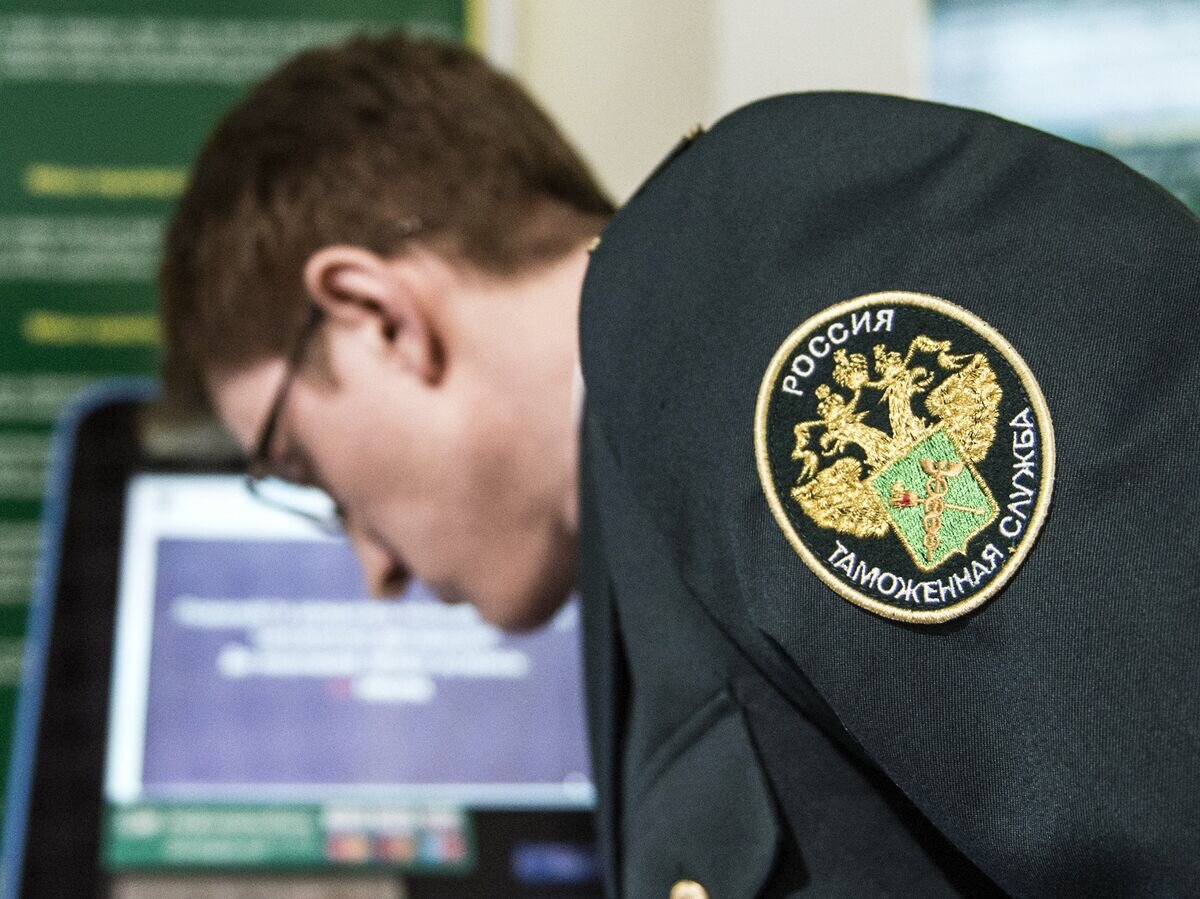    Сотрудник таможенной службы РФ в зале международного аэропорта "Домодедово"© РИА Новости / Евгений Биятов