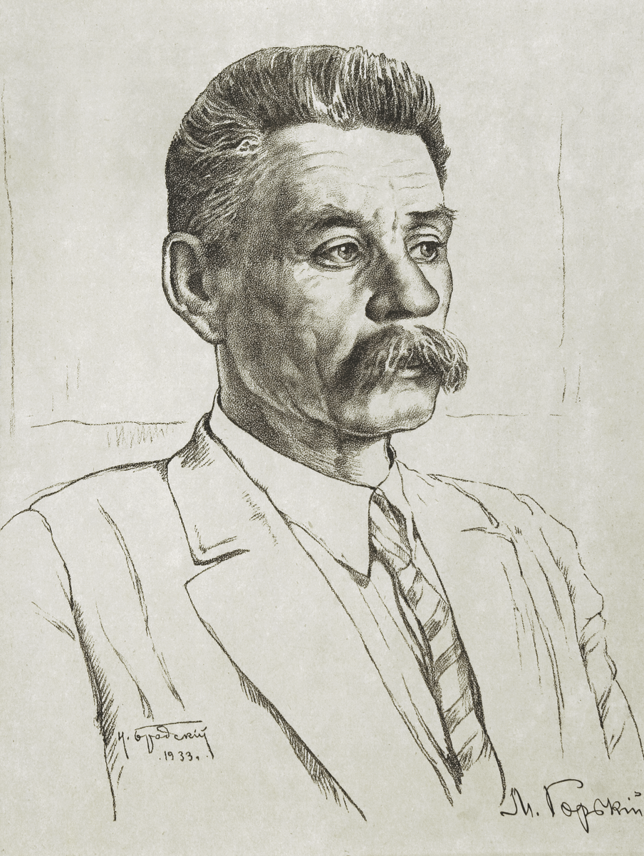 И. И. Бродский (1884—1939)
Портрет М. Горького
1933
Бумага серая, автолитография
НИМ РАХ