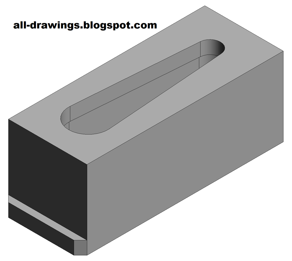 3D модель и чертеж вырубной матрицы штампа пробивки-вырубки